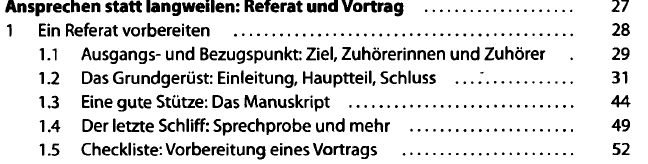 Kapitelgliederung mit römischen Zahlen.